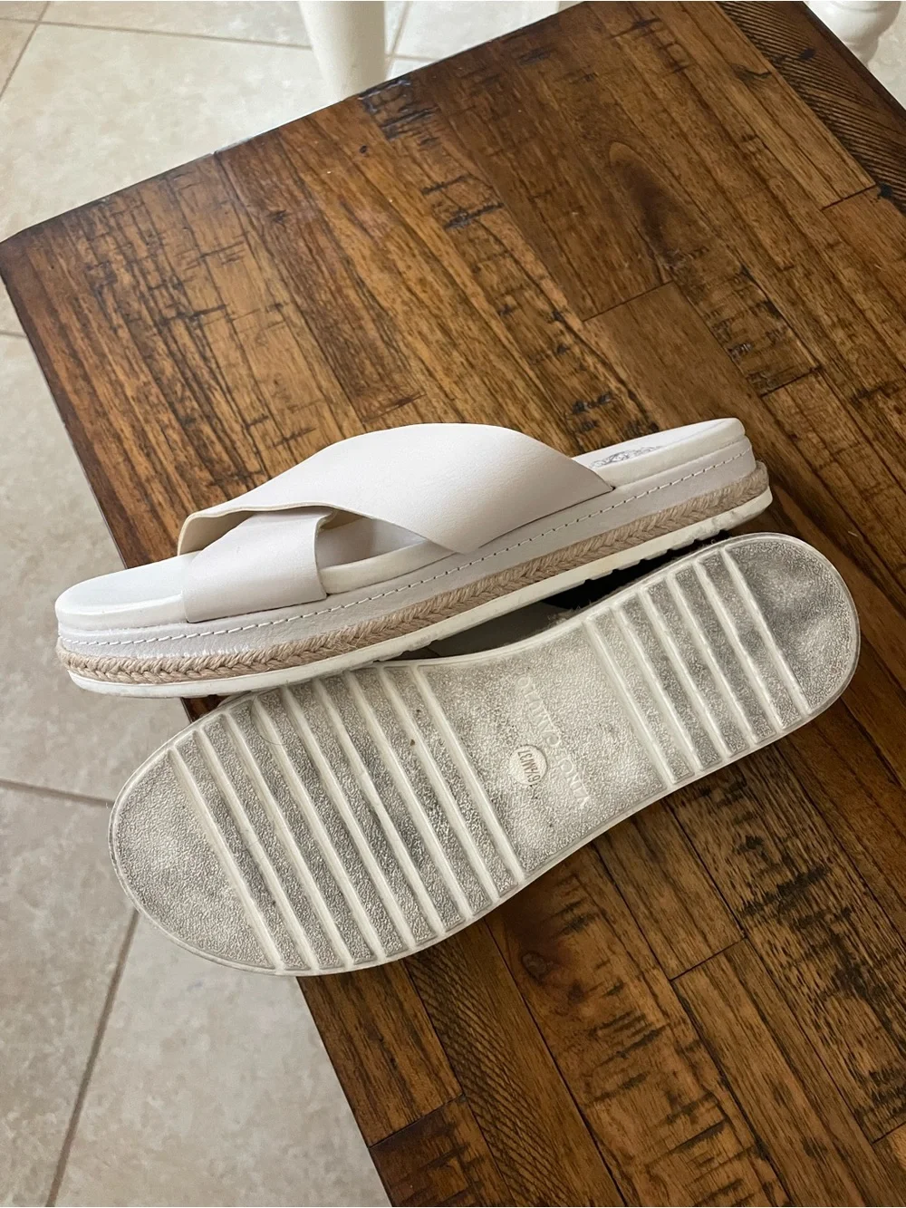 Vince Camuto Off-White Crisscross Slide Espadrille Flatforms